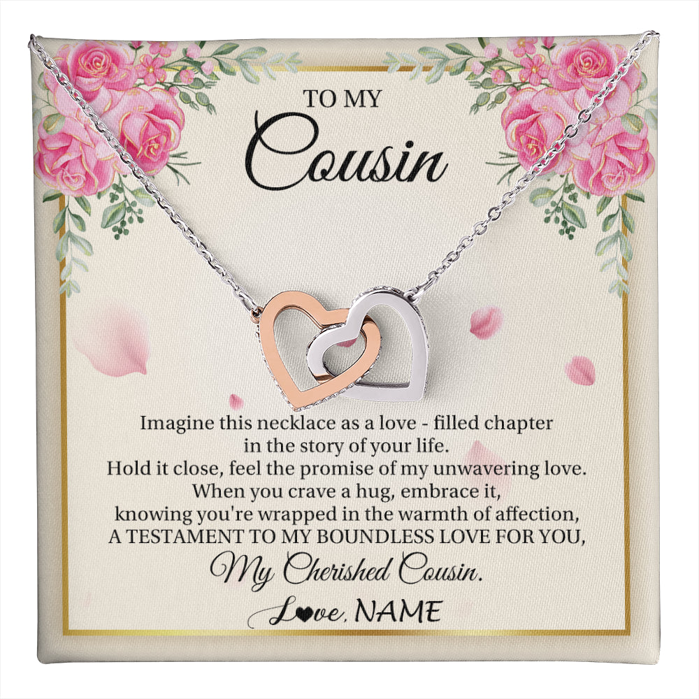 Interlocking Hearts Necklace Stainless Steel & Rose Gold Finish | 1 | Personalized To My Cousin From Family Imagine This Necklace As A Love Cousin Birthday Gifts Jewelry Graduation Christmas Customized Gift Box Message Card | teecentury