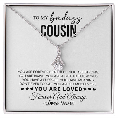 Alluring Beauty Necklace | Personalized To My Cousin Necklace From Family You Are Forever Beautiful Cousin Birthday Graduation Christmas Customized Gift Box Message Card | teecentury