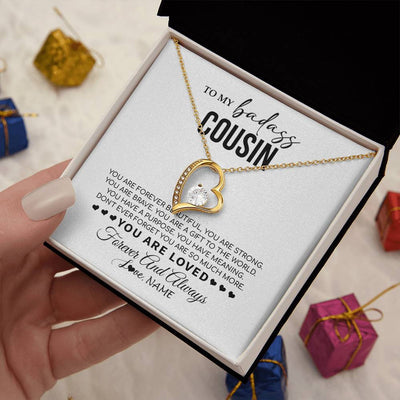 Forever Love Necklace 18K Yellow Gold Finish | 2 | Personalized To My Cousin Necklace From Family You Are Forever Beautiful Cousin Birthday Graduation Christmas Customized Gift Box Message Card | teecentury