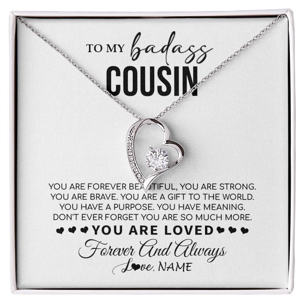 Forever Love Necklace | Personalized To My Cousin Necklace From Family You Are Forever Beautiful Cousin Birthday Graduation Christmas Customized Gift Box Message Card | teecentury
