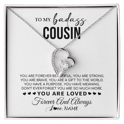 Forever Love Necklace | Personalized To My Cousin Necklace From Family You Are Forever Beautiful Cousin Birthday Graduation Christmas Customized Gift Box Message Card | teecentury