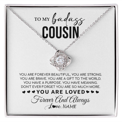 Love Knot Necklace | Personalized To My Cousin Necklace From Family You Are Forever Beautiful Cousin Birthday Graduation Christmas Customized Gift Box Message Card | teecentury