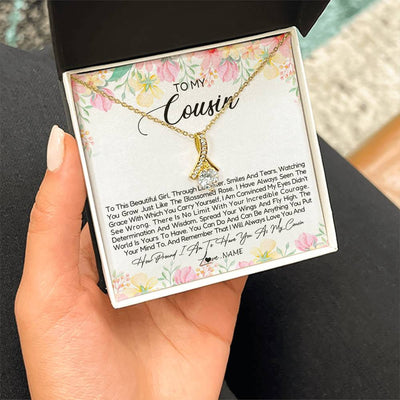 Alluring Beauty Necklace 18K Yellow Gold Finish | Personalized To My Cousin Necklace To This Beautiful Girl Cousin Pendant Jewelry Birthday Graduation Christmas CCustomized Gift Box Message Card | teecentury