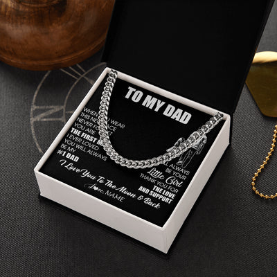 Cuban Link Chain Necklace Stainless Steel | 2 | Personalized To My Dad Necklace From Daughter Never Forget You Are The First Man Dad Birthday Gifts Fathers Day Christmas Customized Gift Box Message Card | teecentury