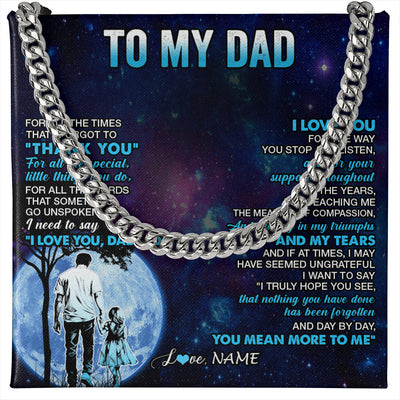 Cuban Link Chain Necklace Stainless Steel | 1 | Personalized To My Dad Necklace From Daughter Thank You Day By Day Dad Birthday Gifts Fathers Day Christmas Customized Gift Box Message Card | teecentury