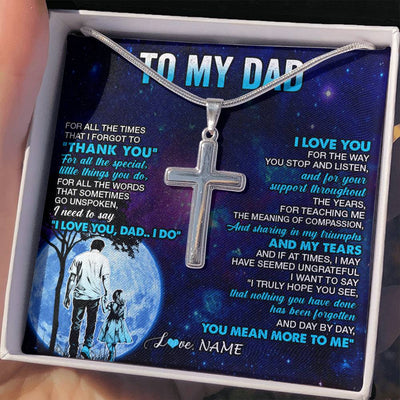 Stainless Cross Necklace Stainless Steel | 2 | Personalized To My Dad Necklace From Daughter Thank You Day By Day Dad Birthday Gifts Fathers Day Christmas Customized Gift Box Message Card | teecentury