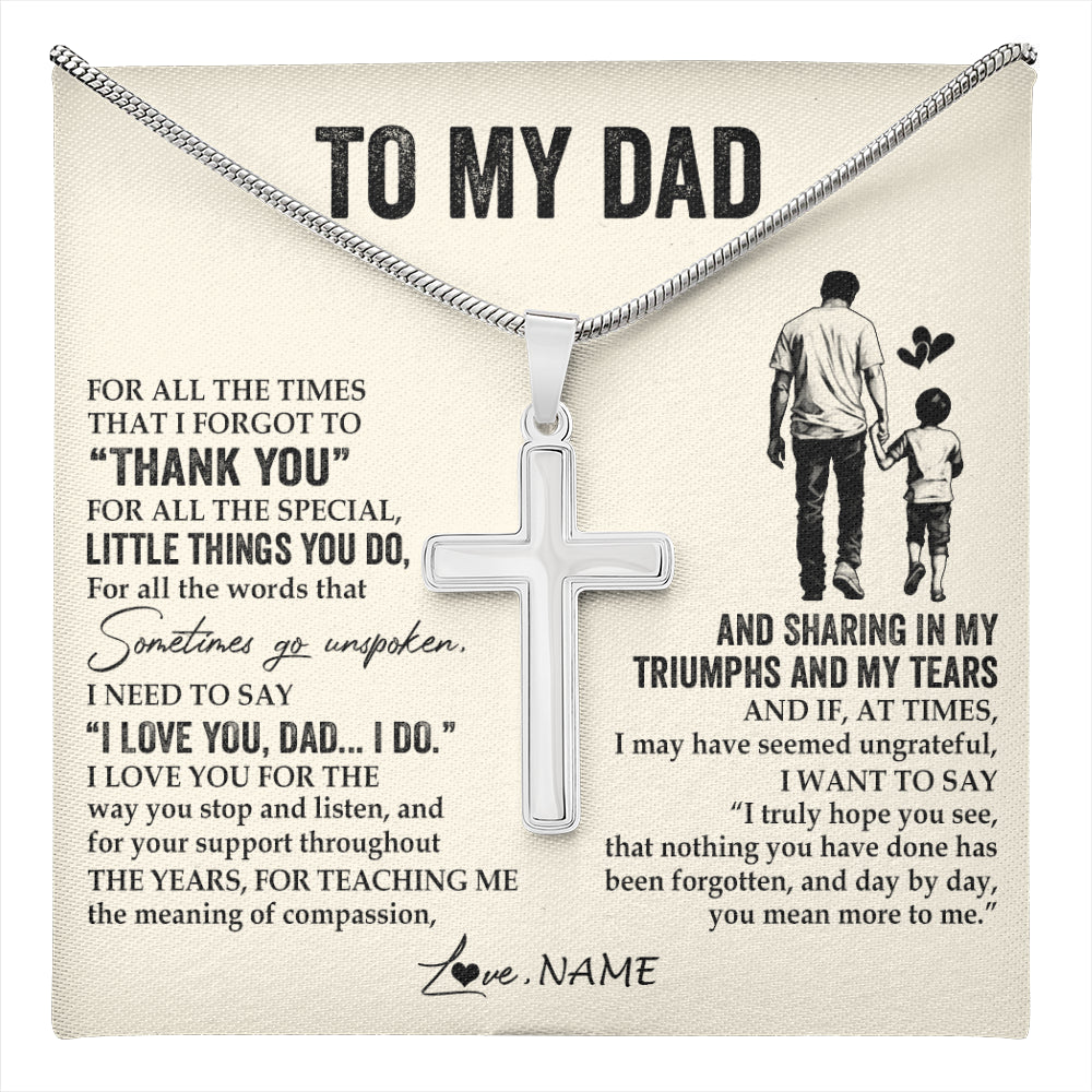 Stainless Cross Necklace Stainless Steel | 1 | Personalized To My Dad Necklace From Son For All The Times That I Forgot To Thank You Dad Birthday Fathers Day Christmas Customized Gift Box Message Card | teecentury