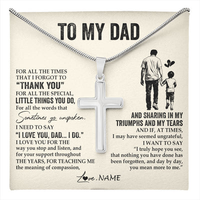 Stainless Cross Necklace Stainless Steel | 1 | Personalized To My Dad Necklace From Son For All The Times That I Forgot To Thank You Dad Birthday Fathers Day Christmas Customized Gift Box Message Card | teecentury