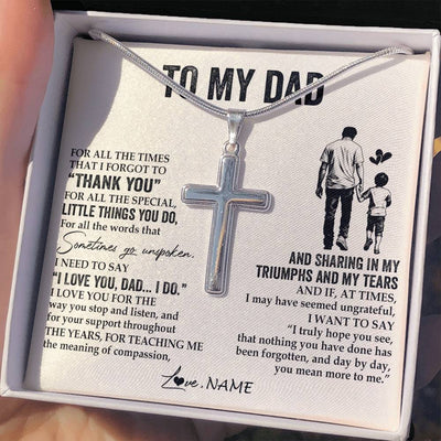 Stainless Cross Necklace Stainless Steel | 2 | Personalized To My Dad Necklace From Son For All The Times That I Forgot To Thank You Dad Birthday Fathers Day Christmas Customized Gift Box Message Card | teecentury