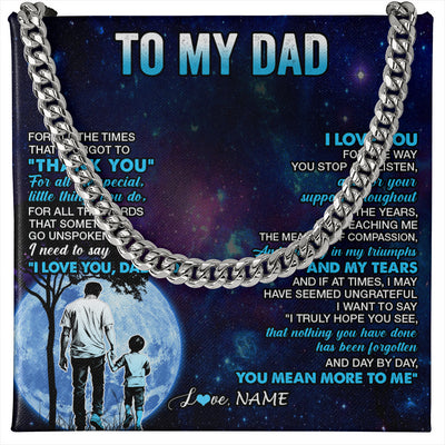 Cuban Link Chain Necklace Stainless Steel | 1 | Personalized To My Dad Necklace From Son Thank You Day By Day Dad Birthday Gifts Fathers Day Christmas Customized Gift Box Message Card | teecentury