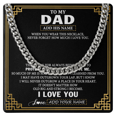 Cuban Link Chain Necklace Stainless Steel | 1 | Personalized To My Dad Necklace Gift From Daughter Son I Love You Protect Encourage Love Dad Gifts For Men Birthday Fathers Day Christmas Gift Box Message Card | https://teecentury.