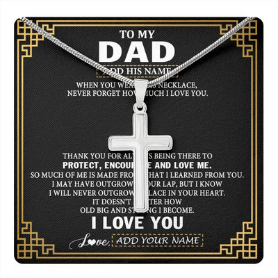Stainless Cross Necklace Stainless Steel | 1 | Personalized To My Dad Necklace Gift From Daughter Son I Love You Protect Encourage Love Dad Gifts For Men Birthday Fathers Day Christmas Gift Box Message Card | https://teecentury.