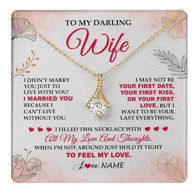 Alluring Beauty Necklace 18K Yellow Gold Finish | 1 | Personalized To My Darling Wife Necklace From Husband My Love Birthday Gifts For Wife Soulmate Wedding Anniversary Romantic Gifts For Her Gift Box Message Card | teecentury