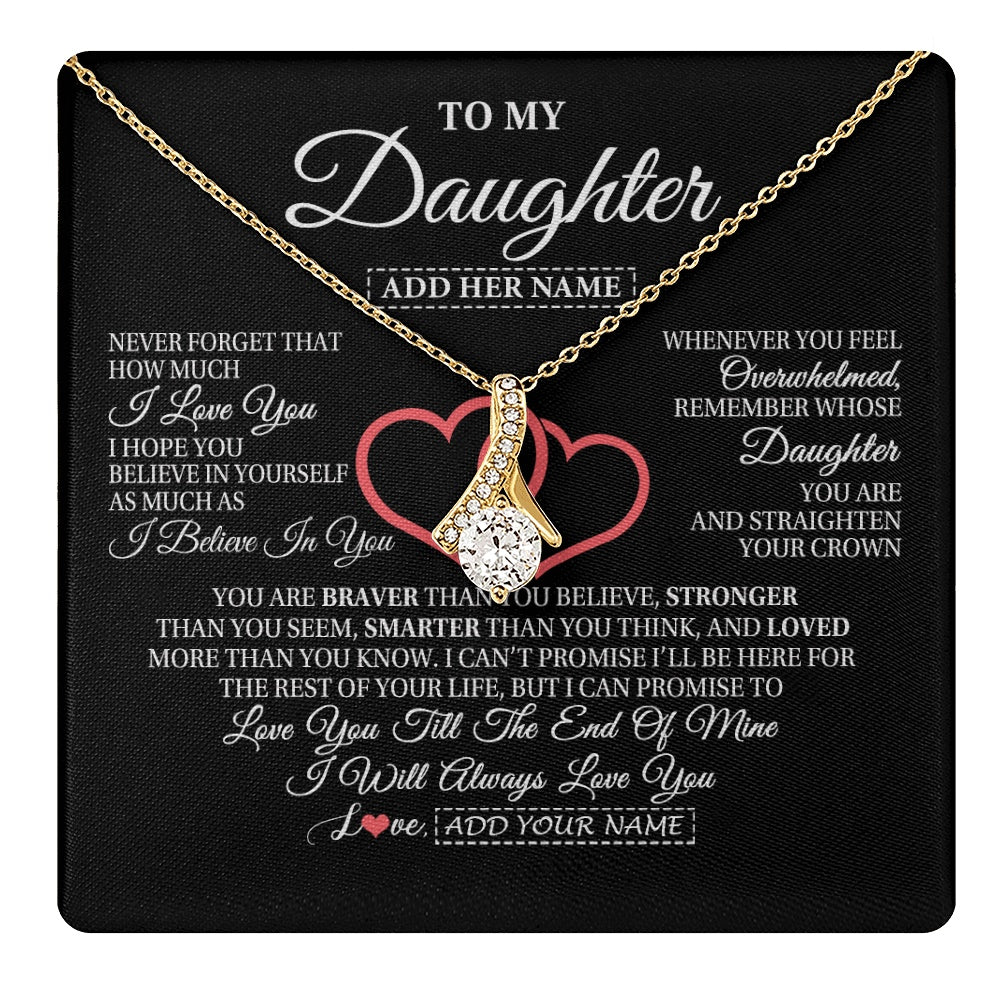 Alluring Beauty Necklace 18K Yellow Gold Finish | 1 | Personalized To My Daughter Birthday Gifts From Mom Dad Mother Always Love You Daughter Necklace Gifts Jewelry Christmas Custom Gift Box Message Card | teecentury.myshopify
