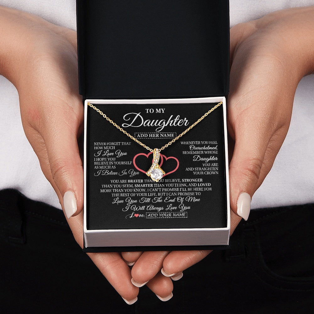 Alluring Beauty Necklace 18K Yellow Gold Finish | 2 | Personalized To My Daughter Birthday Gifts From Mom Dad Mother Always Love You Daughter Necklace Gifts Jewelry Christmas Custom Gift Box Message Card | teecentury.myshopify