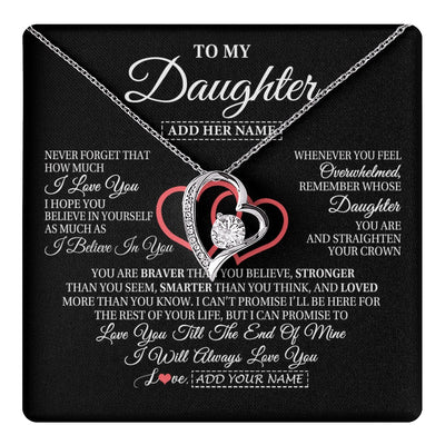 Forever Love Necklace 14K White Gold Finish | 1 | Personalized To My Daughter Birthday Gifts From Mom Dad Mother Always Love You Daughter Necklace Gifts Jewelry Christmas Custom Gift Box Message Card | teecentury.myshopify