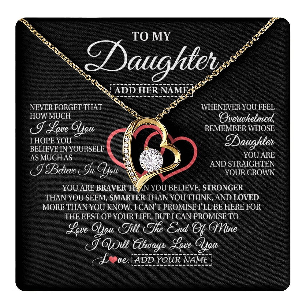 Forever Love Necklace 18K Yellow Gold Finish | 1 | Personalized To My Daughter Birthday Gifts From Mom Dad Mother Always Love You Daughter Necklace Gifts Jewelry Christmas Custom Gift Box Message Card | teecentury.myshopify