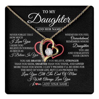 Forever Love Necklace 18K Yellow Gold Finish | 1 | Personalized To My Daughter Birthday Gifts From Mom Dad Mother Always Love You Daughter Necklace Gifts Jewelry Christmas Custom Gift Box Message Card | teecentury.myshopify