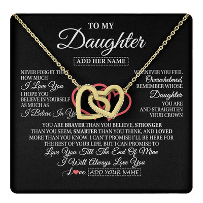 Interlocking Hearts Necklace 18K Yellow Gold Finish | 1 | Personalized To My Daughter Birthday Gifts From Mom Dad Mother Always Love You Daughter Necklace Gifts Jewelry Christmas Custom Gift Box Message Card | teecentury.myshopify