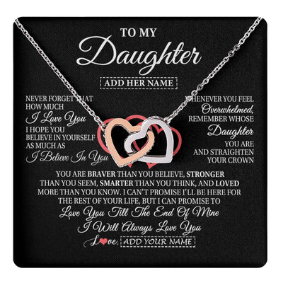 Interlocking Hearts Necklace Stainless Steel & Rose Gold Finish | 1 | Personalized To My Daughter Birthday Gifts From Mom Dad Mother Always Love You Daughter Necklace Gifts Jewelry Christmas Custom Gift Box Message Card | teecentury.myshopify