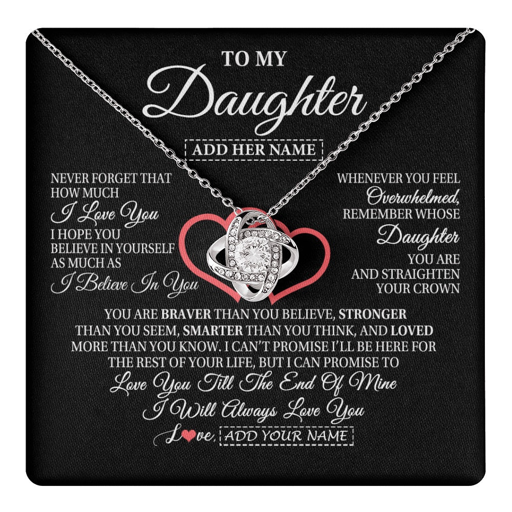 Love Knot Necklace 14K White Gold Finish | 1 | Personalized To My Daughter Birthday Gifts From Mom Dad Mother Always Love You Daughter Necklace Gifts Jewelry Christmas Custom Gift Box Message Card | teecentury.myshopify