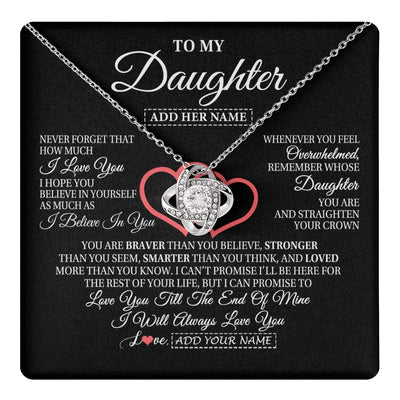 Love Knot Necklace 14K White Gold Finish | 1 | Personalized To My Daughter Birthday Gifts From Mom Dad Mother Always Love You Daughter Necklace Gifts Jewelry Christmas Custom Gift Box Message Card | teecentury.myshopify