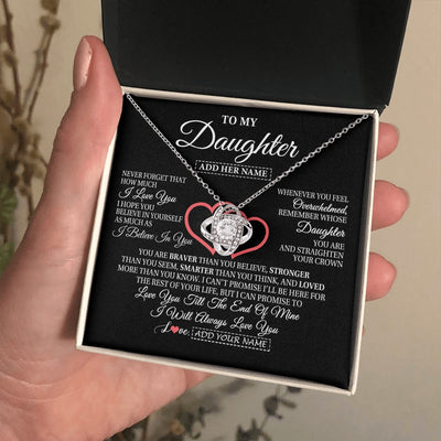 Love Knot Necklace 14K White Gold Finish | 2 | Personalized To My Daughter Birthday Gifts From Mom Dad Mother Always Love You Daughter Necklace Gifts Jewelry Christmas Custom Gift Box Message Card | teecentury.myshopify