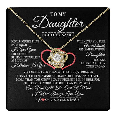 Love Knot Necklace 18K Yellow Gold Finish | 1 | Personalized To My Daughter Birthday Gifts From Mom Dad Mother Always Love You Daughter Necklace Gifts Jewelry Christmas Custom Gift Box Message Card | teecentury.myshopify