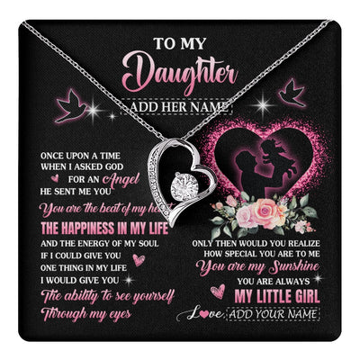 Forever Love Necklace 14K White Gold Finish | 1 | Personalized To My Daughter From Dad Father Necklace Once Upon A Time Birthday Graduation Gifts For Daughter Gifts Christmas Customized Gift Box Message Card | teecentury.myshopify