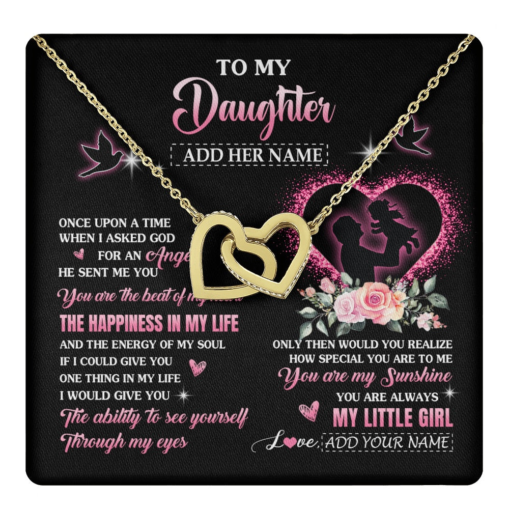 Interlocking Hearts Necklace 18K Yellow Gold Finish | 1 | Personalized To My Daughter From Dad Father Necklace Once Upon A Time Birthday Graduation Gifts For Daughter Gifts Christmas Customized Gift Box Message Card | teecentury.myshopify