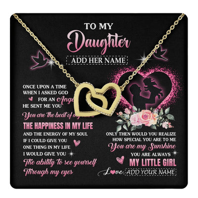 Interlocking Hearts Necklace 18K Yellow Gold Finish | 1 | Personalized To My Daughter From Dad Father Necklace Once Upon A Time Birthday Graduation Gifts For Daughter Gifts Christmas Customized Gift Box Message Card | teecentury.myshopify