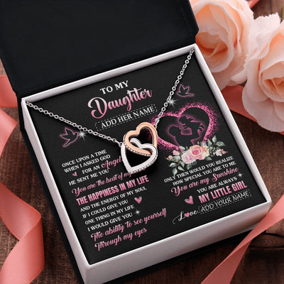 Interlocking Hearts Necklace Stainless Steel & Rose Gold Finish | 2 | Personalized To My Daughter From Dad Father Necklace Once Upon A Time Birthday Graduation Gifts For Daughter Gifts Christmas Customized Gift Box Message Card | teecentury.myshopify