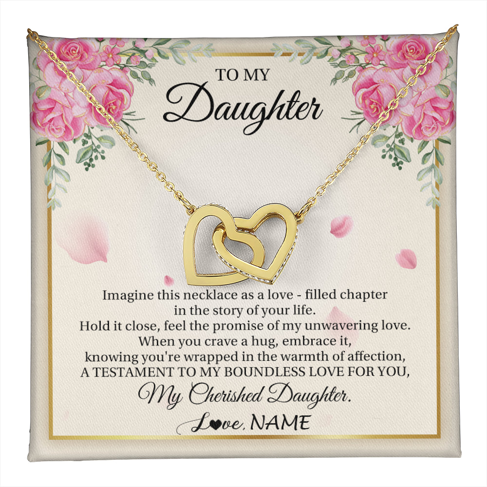 Interlocking Hearts Necklace 18K Yellow Gold Finish | 1 | Personalized To My Daughter From Mom Imagine This Necklace As A Love Daughter Birthday Jewelry Graduation Christmas Customized Gift Box Message Card | teecentury