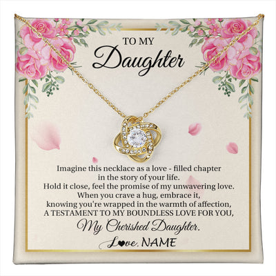 Love Knot Necklace 18K Yellow Gold Finish | 1 | Personalized To My Daughter From Mom Imagine This Necklace As A Love Daughter Birthday Jewelry Graduation Christmas Customized Gift Box Message Card | teecentury
