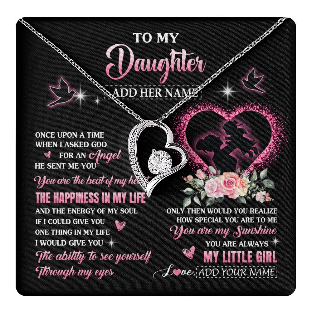 Forever Love Necklace 14K White Gold Finish | 1 | Personalized To My Daughter From Mom Mother Necklace Once Upon A Time Birthday Graduation Gifts For Daughter Gifts Christmas Customized Gift Box Message Card | teecentury.myshopify