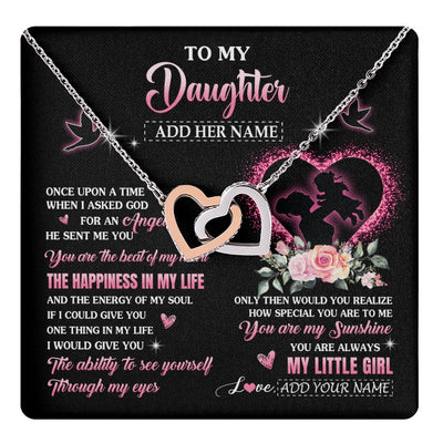 Interlocking Hearts Necklace Stainless Steel & Rose Gold Finish | 1 | Personalized To My Daughter From Mom Mother Necklace Once Upon A Time Birthday Graduation Gifts For Daughter Gifts Christmas Customized Gift Box Message Card | teecentury.myshopify