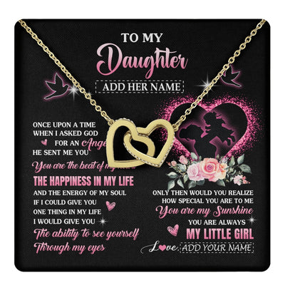 Interlocking Hearts Necklace 18K Yellow Gold Finish | 1 | Personalized To My Daughter From Mom Mother Necklace Once Upon A Time Birthday Graduation Gifts For Daughter Gifts Christmas Customized Gift Box Message Card | teecentury.myshopify