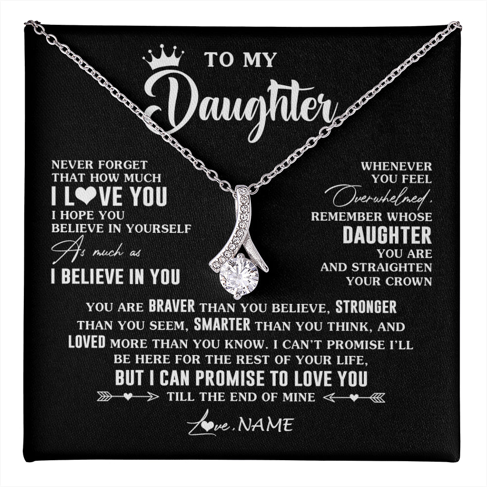 Alluring Beauty Necklace 14K White Gold Finish | 1 | Personalized To My Daughter Gifs From Mom Necklace How Much I Love You Daughter Birthday Jewelry Graduation Christmas Customized Gift Box Message Card | teecentury