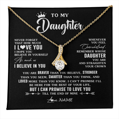 Alluring Beauty Necklace 18K Yellow Gold Finish | 1 | Personalized To My Daughter Gifs From Mom Necklace How Much I Love You Daughter Birthday Jewelry Graduation Christmas Customized Gift Box Message Card | teecentury