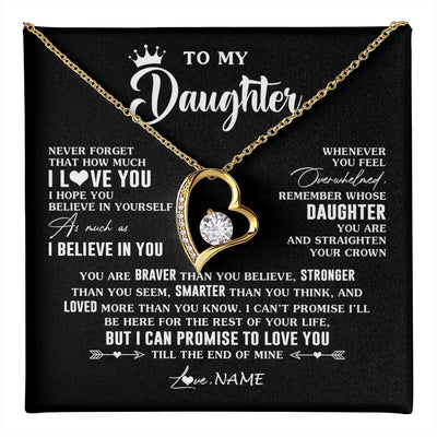 Forever Love Necklace 18K Yellow Gold Finish | 1 | Personalized To My Daughter Gifs From Mom Necklace How Much I Love You Daughter Birthday Jewelry Graduation Christmas Customized Gift Box Message Card | teecentury