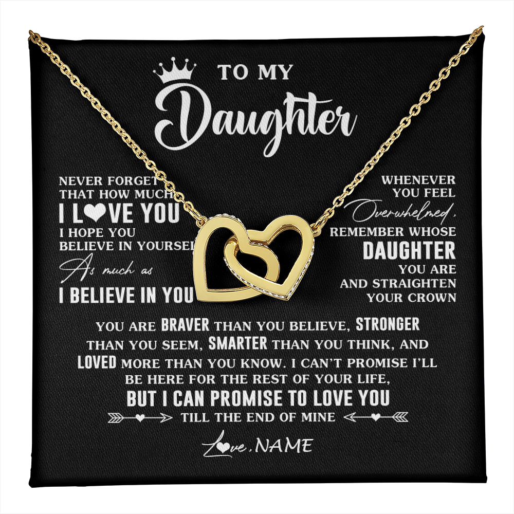 Interlocking Hearts Necklace 18K Yellow Gold Finish | 1 | Personalized To My Daughter Gifs From Mom Necklace How Much I Love You Daughter Birthday Jewelry Graduation Christmas Customized Gift Box Message Card | teecentury