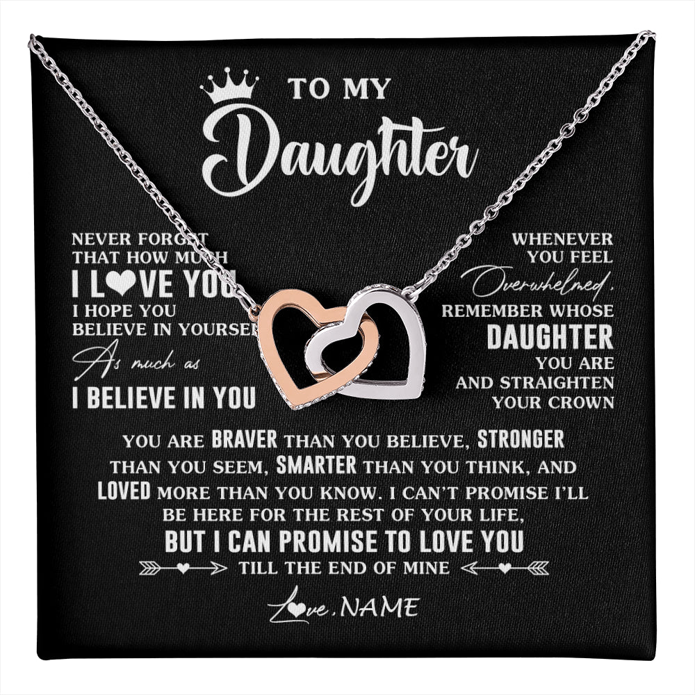 Interlocking Hearts Necklace Stainless Steel & Rose Gold Finish | 1 | Personalized To My Daughter Gifs From Mom Necklace How Much I Love You Daughter Birthday Jewelry Graduation Christmas Customized Gift Box Message Card | teecentury