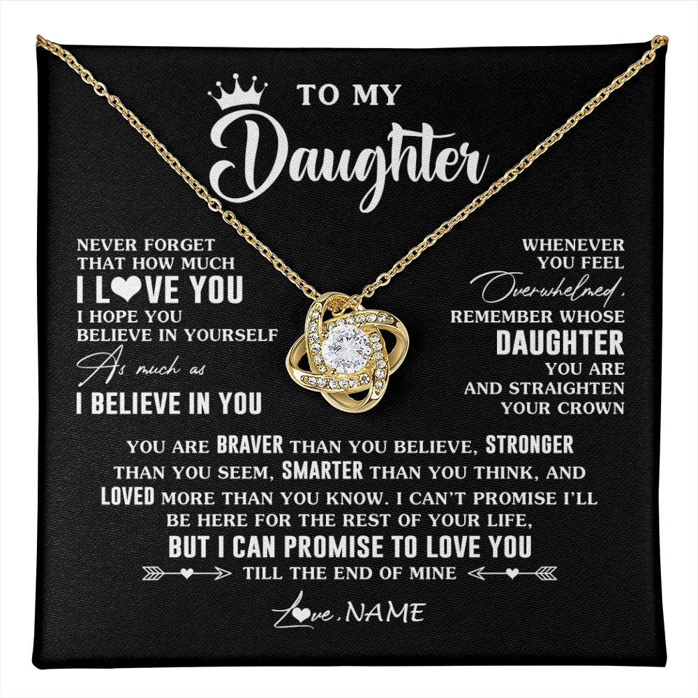 Love Knot Necklace 18K Yellow Gold Finish | 1 | Personalized To My Daughter Gifs From Mom Necklace How Much I Love You Daughter Birthday Jewelry Graduation Christmas Customized Gift Box Message Card | teecentury