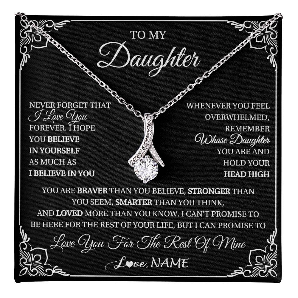 Alluring Beauty Necklace 14K White Gold Finish | 1 | Personalized To My Daughter Gift From Mom Dad Necklace I Love You Believe In You Daughter Birthday Gifts Christmas Customized Gift Box Message Card | teecentury