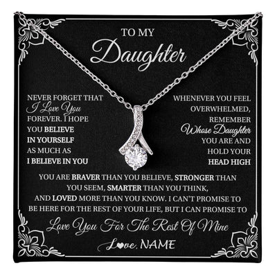 Alluring Beauty Necklace 14K White Gold Finish | 1 | Personalized To My Daughter Gift From Mom Dad Necklace I Love You Believe In You Daughter Birthday Gifts Christmas Customized Gift Box Message Card | teecentury