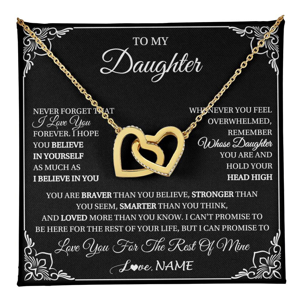 Interlocking Hearts Necklace 18K Yellow Gold Finish | 1 | Personalized To My Daughter Gift From Mom Dad Necklace I Love You Believe In You Daughter Birthday Gifts Christmas Customized Gift Box Message Card | teecentury