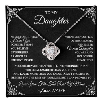 Love Knot Necklace 14K White Gold Finish | 1 | Personalized To My Daughter Gift From Mom Dad Necklace I Love You Believe In You Daughter Birthday Gifts Christmas Customized Gift Box Message Card | teecentury