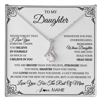 Alluring Beauty Necklace 14K White Gold Finish | 1 | Personalized To My Daughter Gift Necklace From Mom Dad I Love You Believe In You Daughter Birthday Gifts Christmas Customized Gift Box Message Card | teecentury