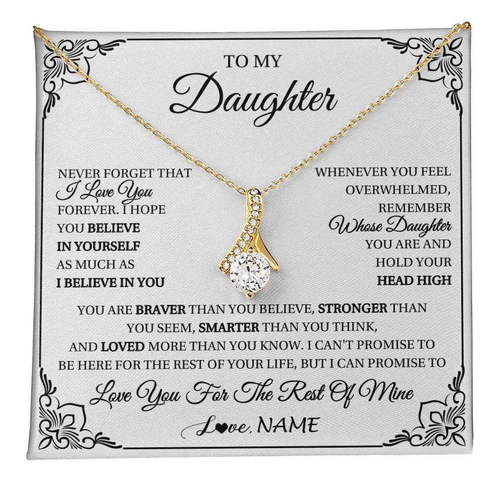 Alluring Beauty Necklace 18K Yellow Gold Finish | 1 | Personalized To My Daughter Gift Necklace From Mom Dad I Love You Believe In You Daughter Birthday Gifts Christmas Customized Gift Box Message Card | teecentury