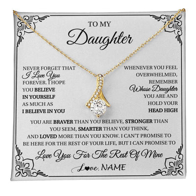 Alluring Beauty Necklace 18K Yellow Gold Finish | 1 | Personalized To My Daughter Gift Necklace From Mom Dad I Love You Believe In You Daughter Birthday Gifts Christmas Customized Gift Box Message Card | teecentury